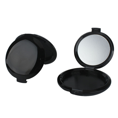 Recycled Materials Huayi Customized Round Case Black Empty Quilted Makeup Compact Pressed Powder Case With Mirror